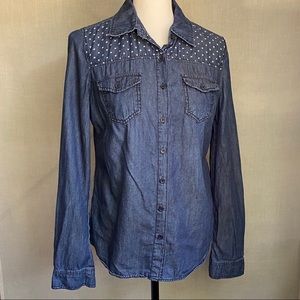 Ci Sono Chambray Denim Button Down Small Shirt